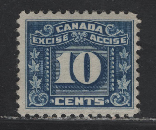 Lot 60 Canada #FX71 10c Blue Three Leaves, 1934-1948 Three Leaf Excise Tax Issue, A FNH Single, Cream Semi-Gloss Gum