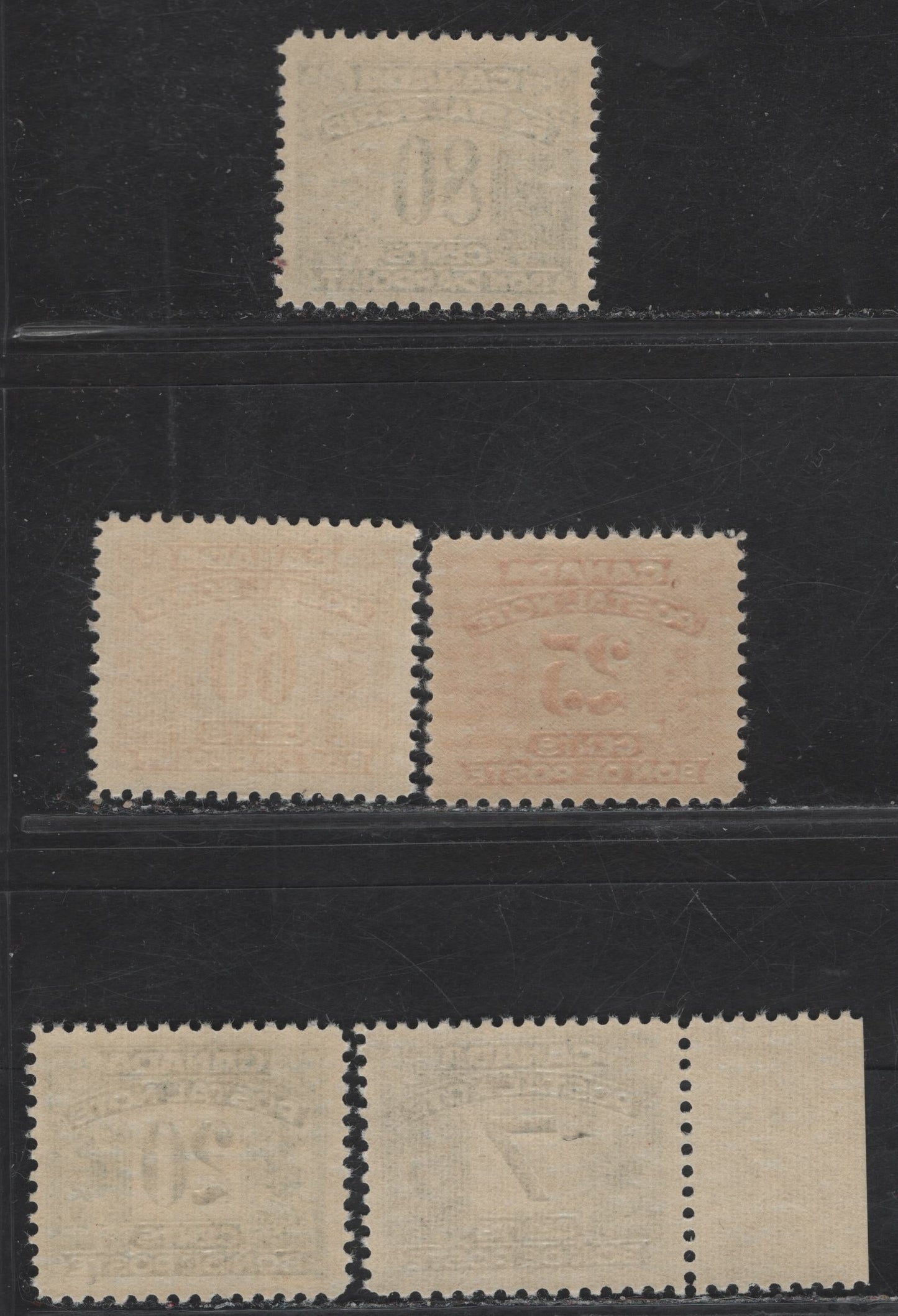 Lot 72 Canada #FPS9, FPS13, FPS14, FPS18, FPS21 7c - 80c Blue - Green Numeral, 1932-1948 First Postal Note/Scrip Issue, 5 F/VFNH/OG Singles, All NH Except 60c, 25c Has Crackly Cream Gum, Others Are Vertical Ribbed With Semi Gloss Cream Gum.