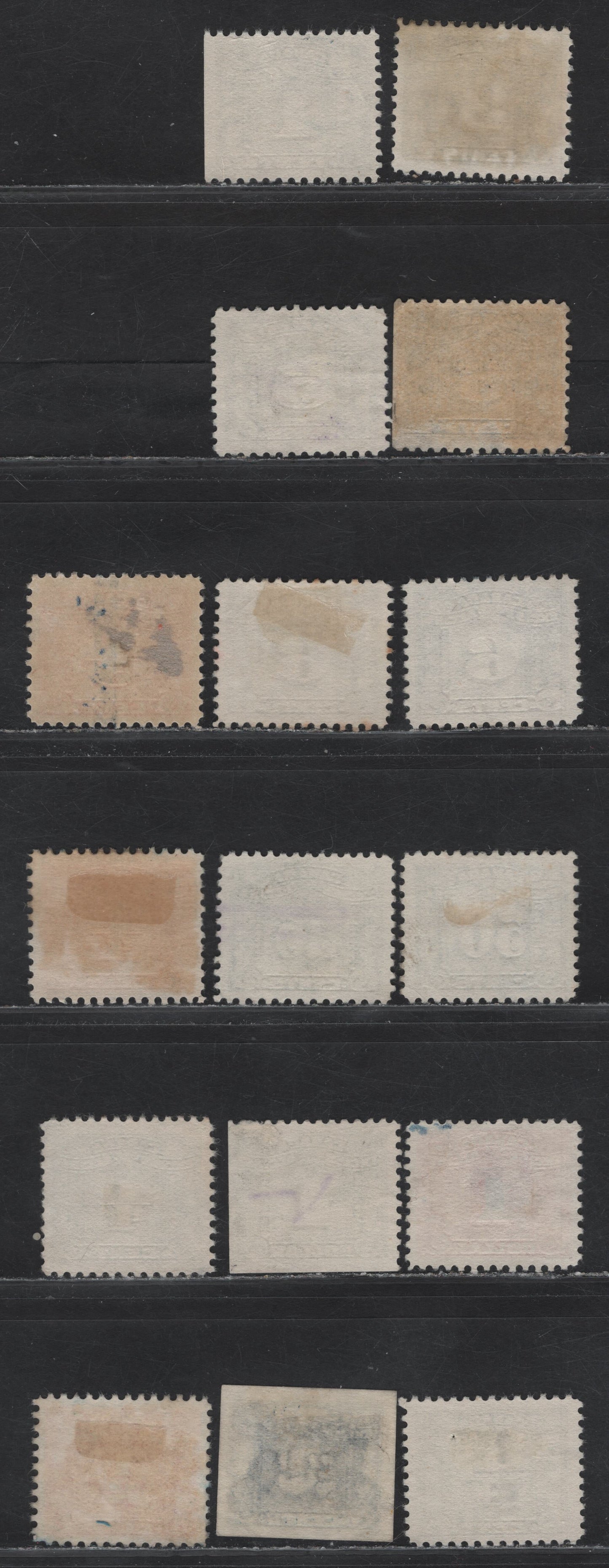 Lot 82 Canada Van Dam#FX54/FX104 1/5c - 1/5c on1/4c Red - Green Three Leaf, 1934-1948 Three Leaf Excise Tax, Fine/Very Fine Used Singles, Includes Imperf 2c & 1/5c on 1/4c Surcharged