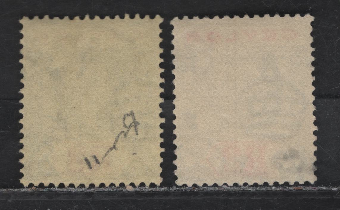 Lot 130 Ceylon (C) SG#355 2r Gray Black & Red on Yellow King George V, 1921-1932 KGV Imperium Keyplates Issue, 2 Very Fine Used Singles, Multiple Script CA Wmk