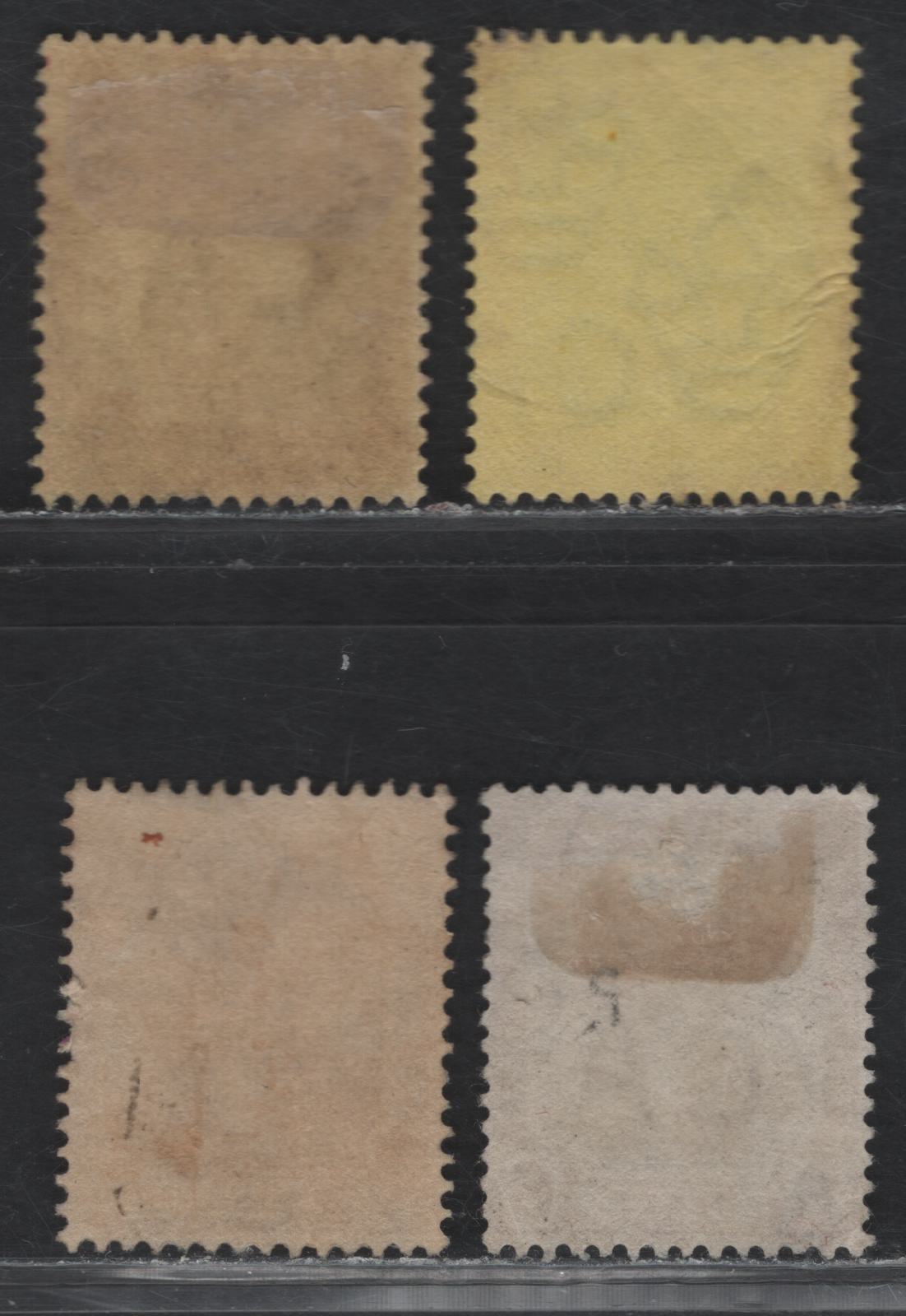 Lot 161 Trinidad & Tobago (C) SG#152, 152d, 153-a 4d - 6d Gray Black & Red on Yellow - Dull & Reddish Purple Britannia, 1913-1923 Britannia Keyplates Issue, 4 Fine/Very Fine Used Singles, Multiple Crown CA Wmk