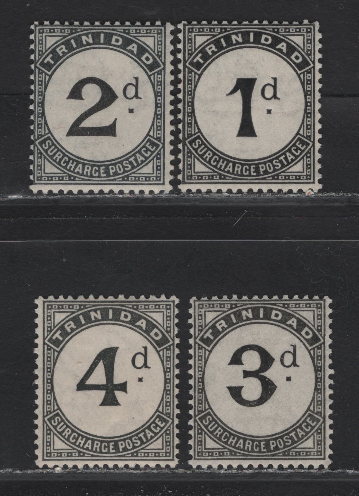 Lot 165 Trinidad & Tobago (C) SG#D18-D21 1d - 4d Black Numeral, 1923-1945 Postage Dues, 4 FOG Singles, Multiple Script CA Wmk, Minor Toning On Gum Side