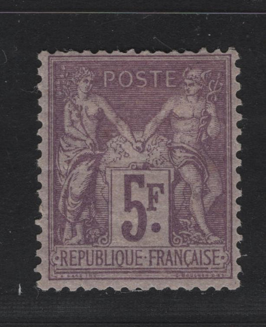 Lot 2 France SC#96b 5fr Red Lilac On Lavender Peace & Commerce, 1877-1880 Peace & Commerce Issue, A FOG Single, Type II