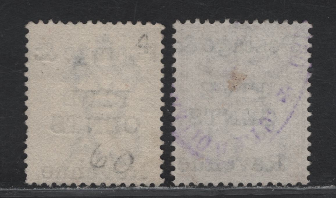 Lot 203 Ceylon (C) SG#158, 180 5c on 6c - 5c on 16c Red Brown - Pale Violet Queen Victoria, 1885 Surcharges, 2 Fine/Very Fine Used Singles, Crown CC & CA Wmks