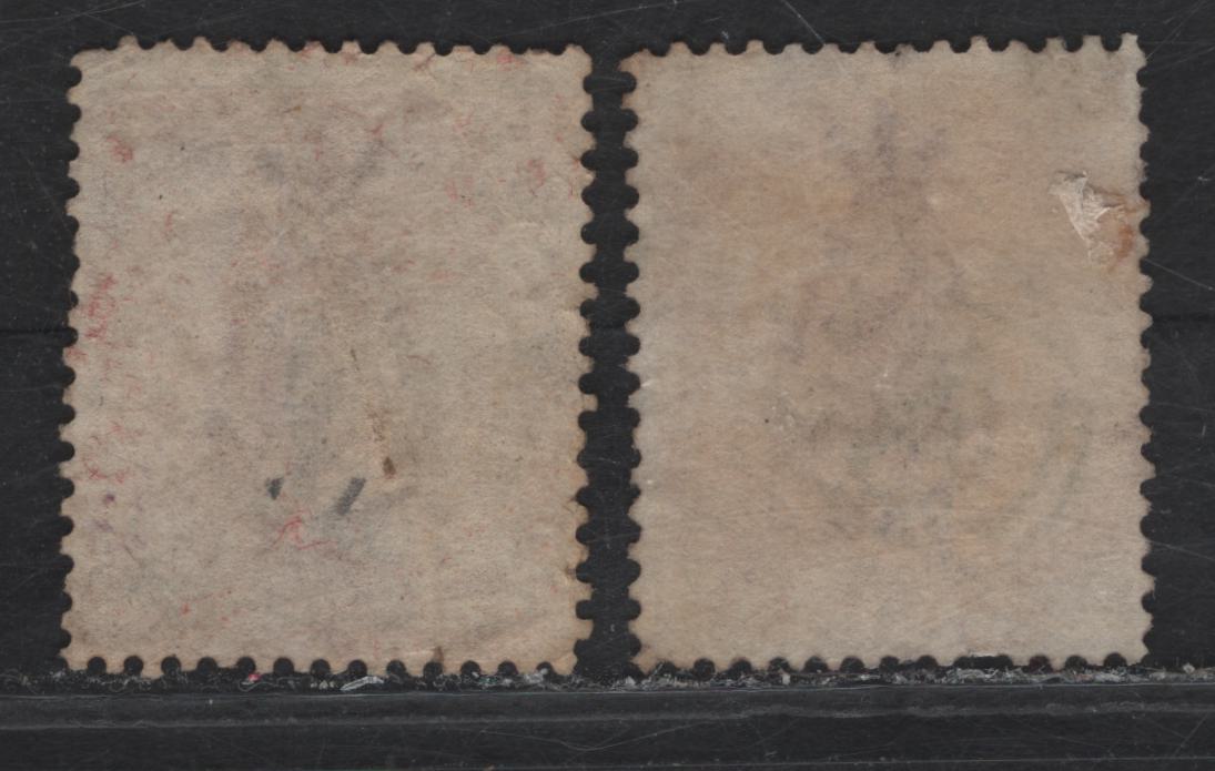 Lot 31 Jamaica (C) SG#2, 4a 2d - 4d Pale Rose - Pale Orange Queen Victoria, 1860 Queen Victoria Keyplate Issue, 2 Fair/Very Good Used Singles, Pineapple Wmk
