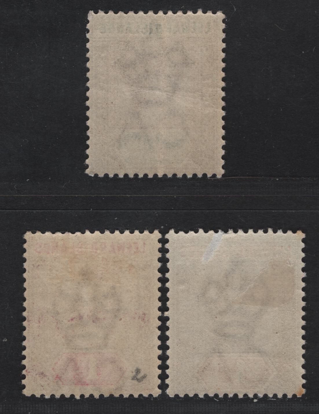 Lot 42 Leeward Islands (C) SG#1-2, 4 1/2d - 4d Dull Mauve & Green - Dull Mauve & Orange Queen Victoria, 1890 Queen Victoria Keyplates Issue, 3 Good/Very Good/Fine Used Singles