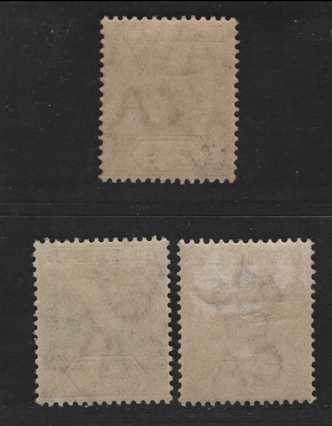 Lot 46 Leeward Islands (C) SG#20, 36-37 1/4d - 1/2d Brown - Dull Purple & Green King Edward VII, 1902-1911 King Edward VII Imperium Keyplates Issue, 3 F/VFOG Singles, Crown CA & Multiple Crown CA Wmks