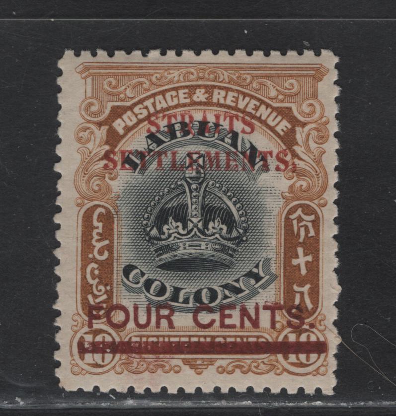 Lot 48 Malaya - Straits Settlements (C) SG#146 4c on 18c Black & Pale Brown Crown, 1906-1907 Overprinted Crown of Labuan Issue, A VFOG Single