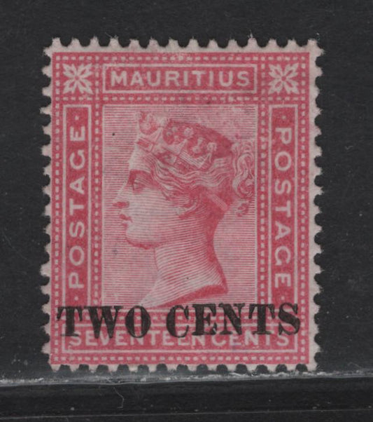 Lot 49 Mauritius (C) SG#119var 2c on 17c Rose Queen Victoria, 1891 Surcharged Issue, A Very Fine Unused Single, Showing Ents of Cents Raised Slightly