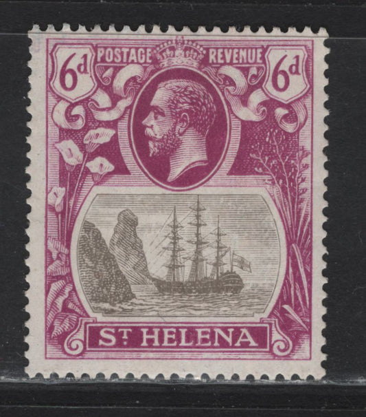 Lot 81 St Helena (C) SG#104 6d Gray & Bright Purple King George V, 1922-1937 KGV Badge of the Colony Issue, A FOG Single