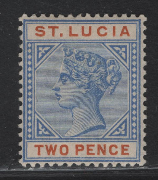 Lot 86 St Lucia (C) SG#45 2d Ultramarine & Orange Queen Victoria, 1891-1898 Queen Victoria Imperium Keyplate Issue, A VFOG Single, Die 2