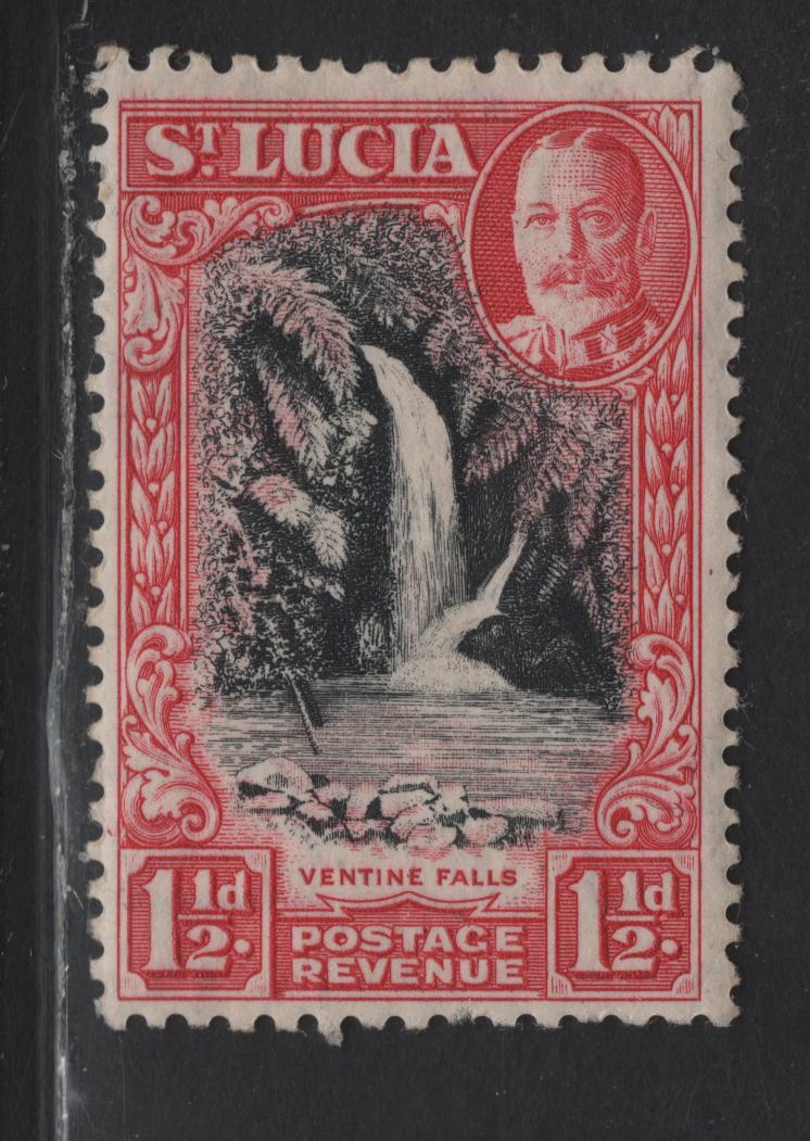 Lot 87 St Lucia (C) SG#115a 1.5d Black & Scarlet King George V, 1936 KGV Pictorial Issue, A FOG Single, Perf 12x13