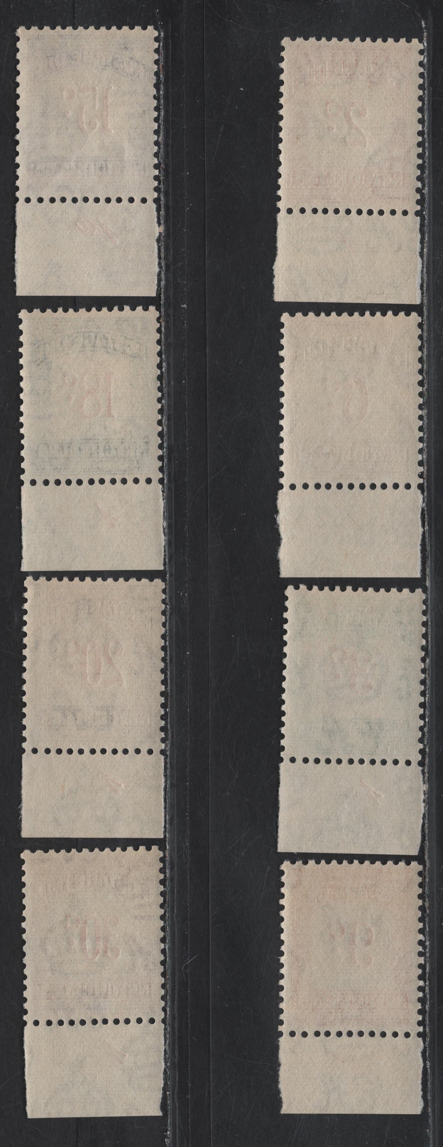 Lot 93 Seychelles (C) SG#D1-D8 2c - 30c Scarlet & Carmine - Scarlet & Claret Numerals, 1951 Postage Dues, 8 VFNH Singles, Script CA Wmk, Plate 1 & 1a Tabs