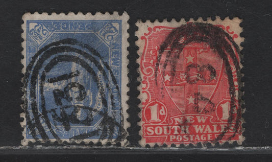 Lot 107 Australia - New South Wales (C) SG#265c, 314 1d - 2.5d Red - Blue Queen Victoria - Arms, 1890-1903 Queen Victoria - Arms Keyplate Issues, 2 Fine Used Singles, #84 & #331