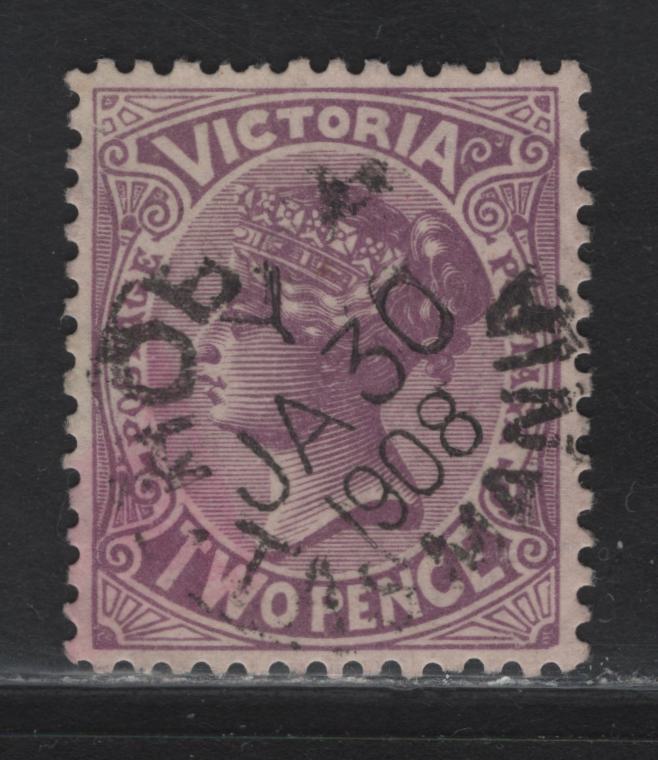 Lot 137 Australia - Victoria (C) SG#387 2d Reddish Purple Queen Victoria, 1901-1910 Queen Victoria Issue, A Very Fine Used Single, Crown Over A Wmk, Perf 12x12.5, SON January 30 1908 Hobart Tasmania Cancel, Used in Tasmania.