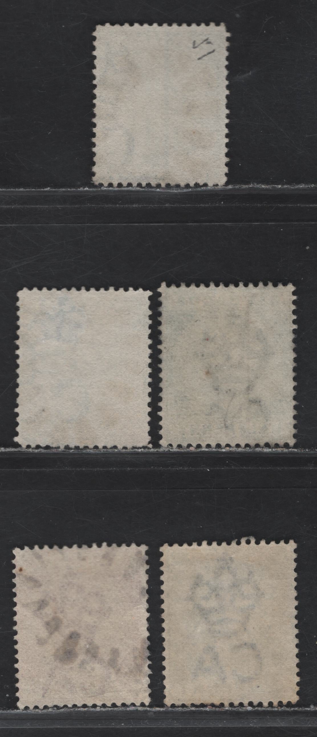 Lot 149 Barbados (C) SG#74, 89, 91, 109 1/2d - 1d Blue - Red Britannia - Queen Victoria, 1875-1886 Britannia - Queen Victoria Issues, 5 Fine/Very Fine Used Singles, Sunburst Cancels, Crown CC & Crown CA Wmk