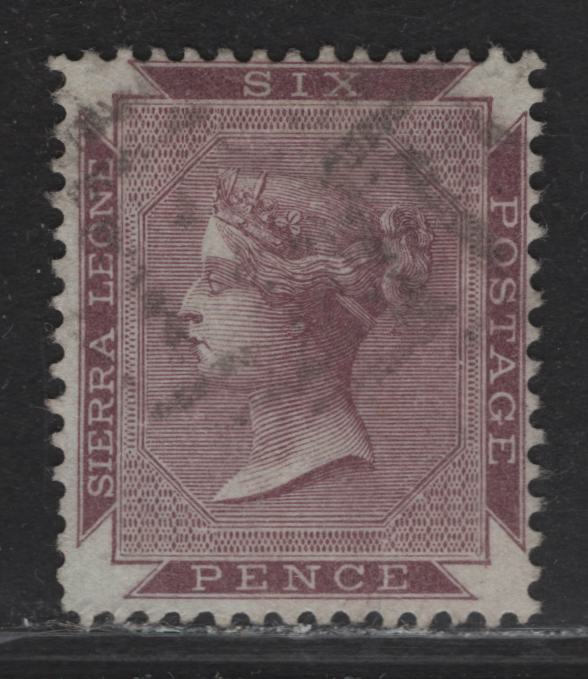 Lot 16 Sierra Leone (C) SG#36 6d Brown Purple Queen Victoria, 1885-1896 Queen Victoria Keyplates Issue, A Very Fine Used Single, Significantly Misplaced Wmk, Crown Just Appears At LR