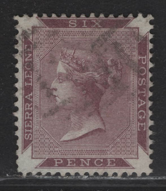 Lot 16 Sierra Leone (C) SG#36 6d Brown Purple Queen Victoria, 1885-1896 Queen Victoria Keyplates Issue, A Very Fine Used Single, Significantly Misplaced Wmk, Crown Just Appears At LR
