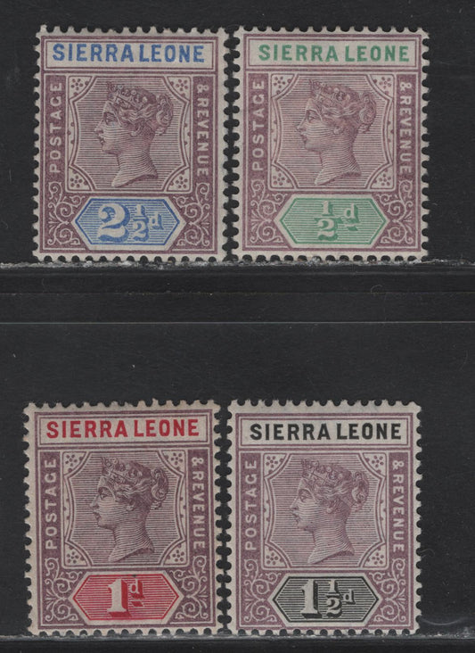 Lot 19 Sierra Leone (C) SG#41-43, 45 1/2d - 2.5d Dull Mauve - Dull Mauve & Ultramarine Queen Victoria, 1896-1897 Queen Victoria Imperium Keyplates Issue, 4 FNH/F/VFOG Singles