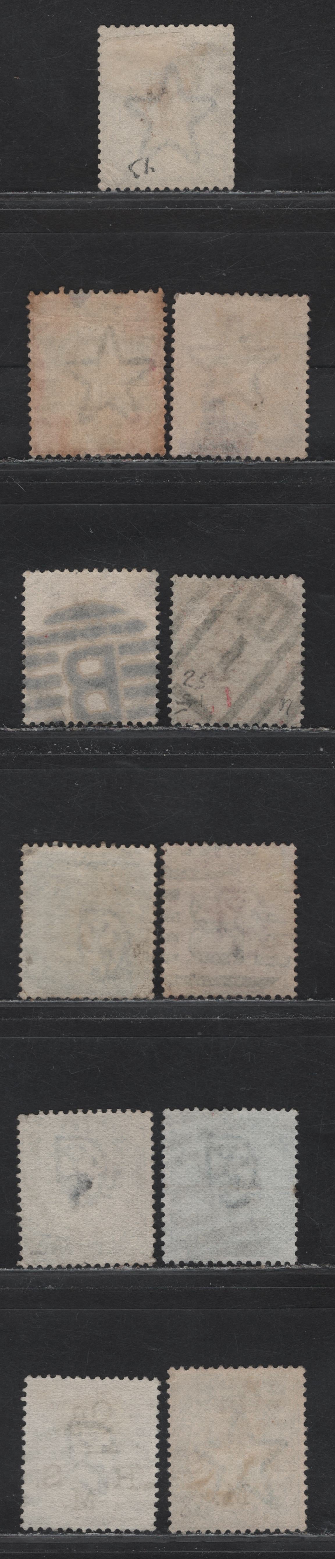 Lot 197 India (C)  Selection Of Bomay Circle Square & Oval Grid Cancels On, 1865-1868,1882-1900 Queen Victoria Surface Printed & 1902-1910 Edward VII Issues, 11 F & VF Used Singles Includes SG#61, 62, 69, 71, 74, 79, O23, O56, 94, 101, 106