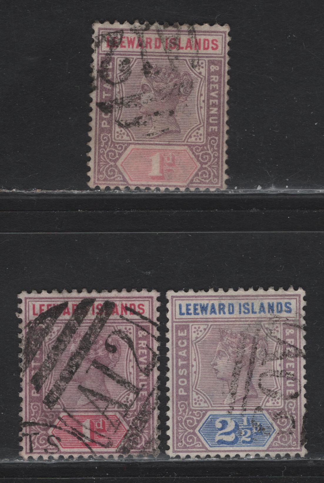 Lot 208 Leeward Islands (C)  Barred Numeal Cancels For St. Kitts (A12) & Nevis(A09) On, 1890 Imperium Keyplate Issues, 3 F&VF Used Singles Includes Two Stypes Of A12 Cancel