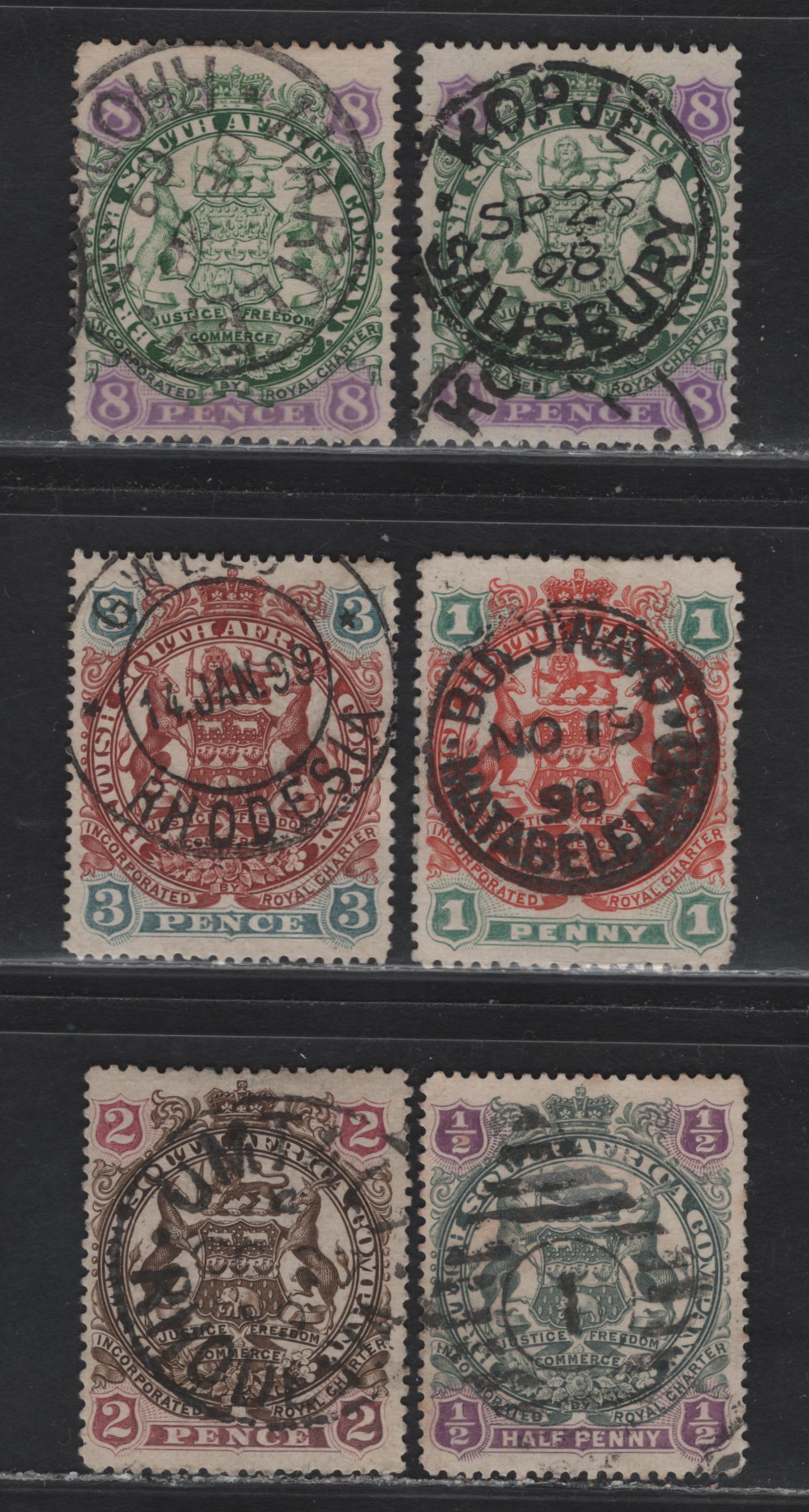 Lot 293 Rhodesia (C) 1896-1897 Waterlow Arms Issue - A Group of SON Diamond Grid and CDS Town Cancels