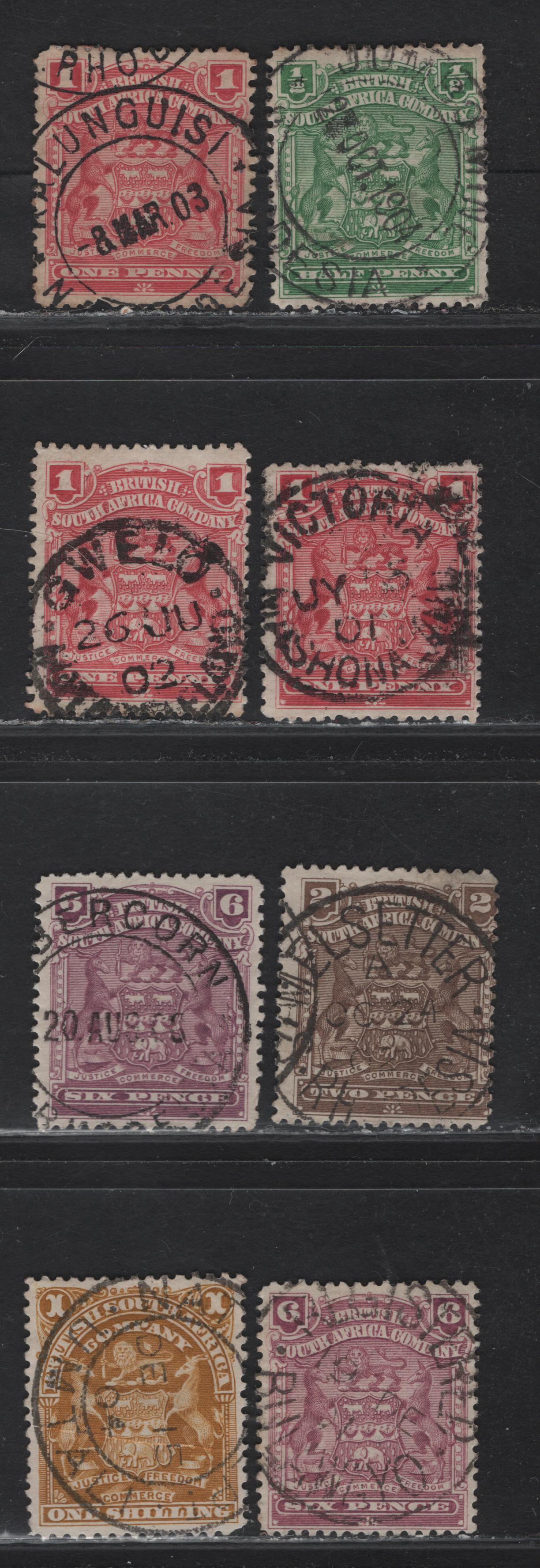 Lot 295 Rhodesia (C) 1898-1908 Waterlow Arms Issue - A Group of SON CDS Town Cancels