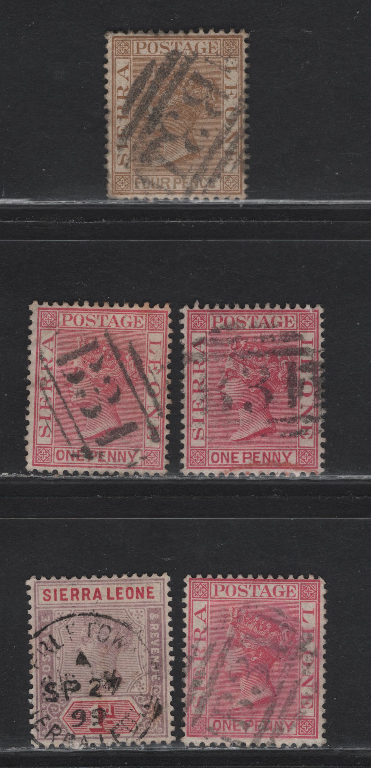 Lot 305 Sierra Leone (C) 1884-1891, 1896-1897 Queen Victoria Keyplate Issues, A Selection of B31 Barred Numeral Cancellations & Freetown CDS Cancel