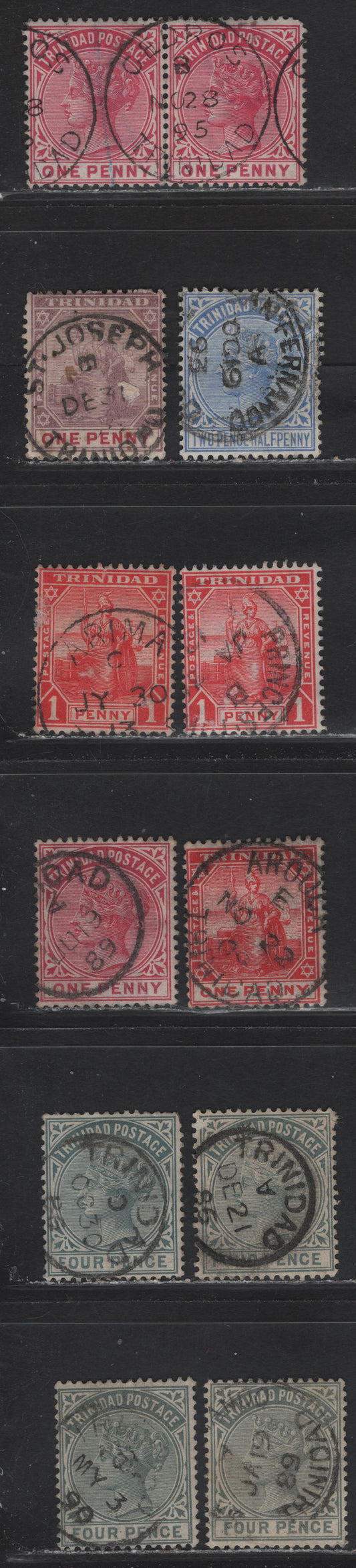 Lot 313 Trinidad (C) 1883-1894 Queen Victoria, 1897-1906 & 1904-1909 Britannia Keyplate Issues - A Selection of Trinidad & Small Town SON CDS Cancels