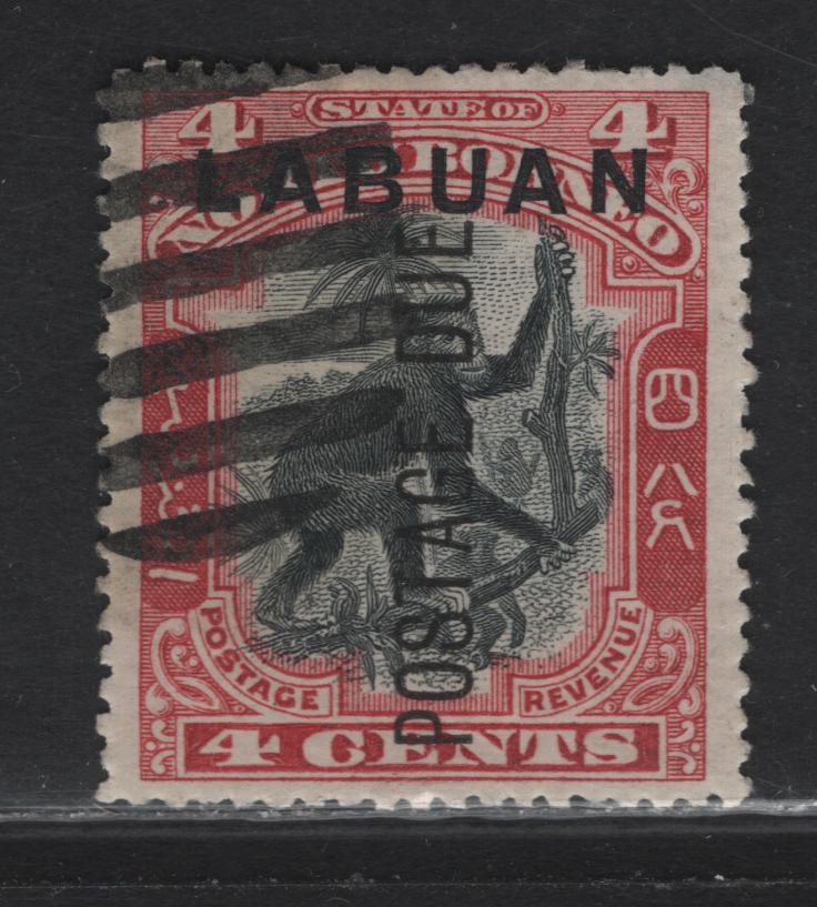 Lot 318 Labuan (C) SGD3b 4c Carmine & Black 1901 Postage Due Issue Used With Bar Grid Cancels Used Postally Rather Than As A Remainder Cancel