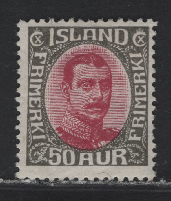 Lot 34 Iceland SC#125 50a Dark Gray & Claret King Christian X, 1920-1922 King Christian X Issue, A FOG Single