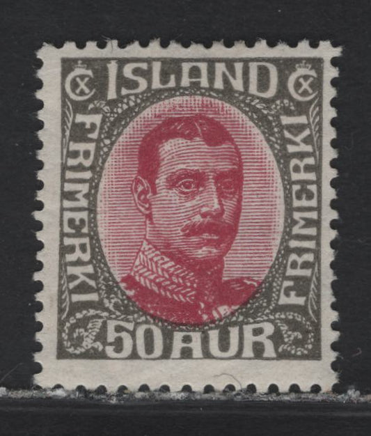 Lot 34 Iceland SC#125 50a Dark Gray & Claret King Christian X, 1920-1922 King Christian X Issue, A FOG Single