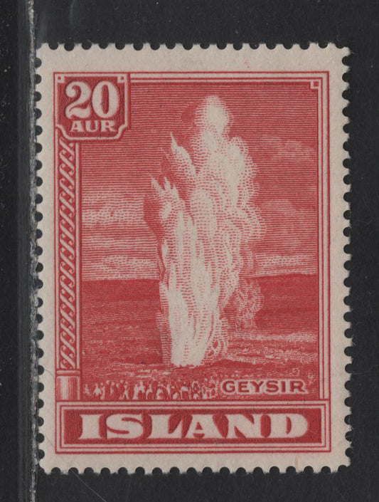 Lot 38 Iceland SC#204 20a Rose Red Geyser, 1938-1947 Geyser Definitive Issue, A VFOG Single