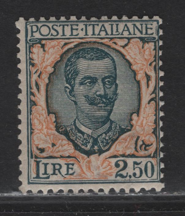 Lot 43 Italy SC#90 2.5l Dark Green & Orange Victor Emmanuel III, 1901-1926 Victor Emmanuel III Keyplate Issue, A FOG Single
