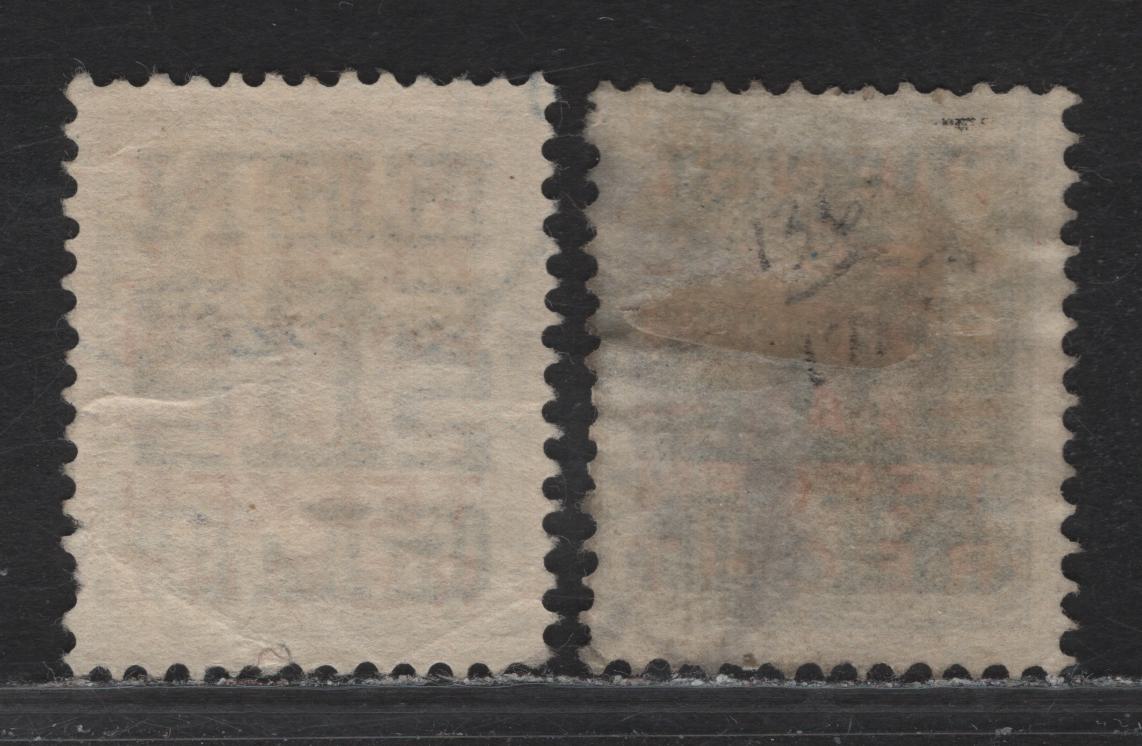 Lot 59 Netherlands SC#136 1g on 17.5c Ultramarine & Brown Queen Wilhelmina, 1923 Surcharged Issue, 2 Fine Used Singles