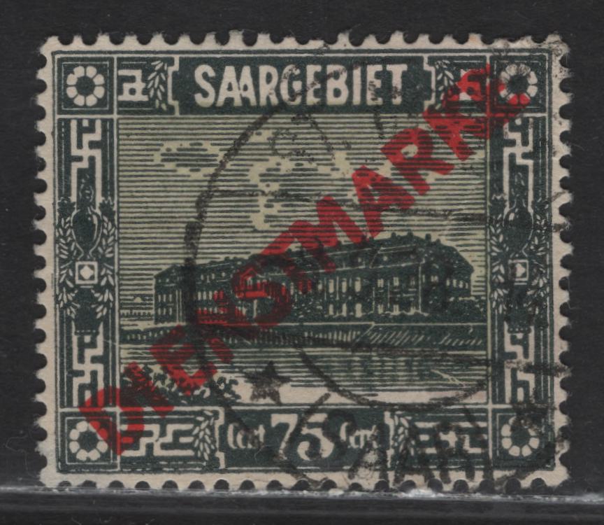 Lot 60 Saar SC#O13 75c Deep Green & Straw Building, 1922-1923 Official Overprinted Pictorial Issue, A Very Fine Used Single