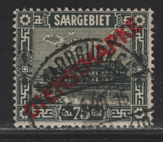 Lot 61 Saar SC#O13 75c Deep Green & Straw Building, 1922-1923 Official Overprinted Pictorial Issue, A Fine Used Single