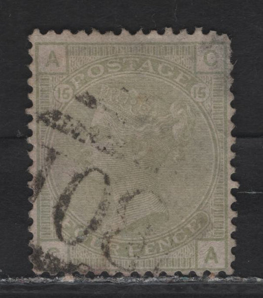 Lot 89 Great Britain Used In Egypt - Alexandria (C) SG#z19 4d Pale Sage Green Queen Victoria, 1877 Queen Victoria Surface Printed Issue, A Good Used Single, Large Color Corner Letters, Plate 15, Large Garder Wmk.