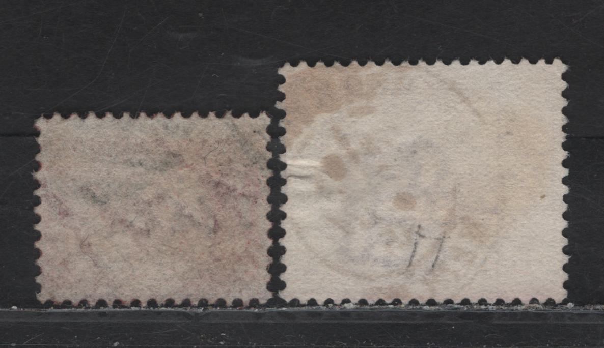 Lot 90 Great Britain (C) SG#48, 190 1/2d - 2.5d Rose Red - Lilac Bantam - Lilac & Green, 1870-1884 Line Engraved Bantam - Lilac & Green Issue, 2 Fine/Very Fine Used Singles, 2.5d Has A Nice 1886 Manchester CDS Cancel