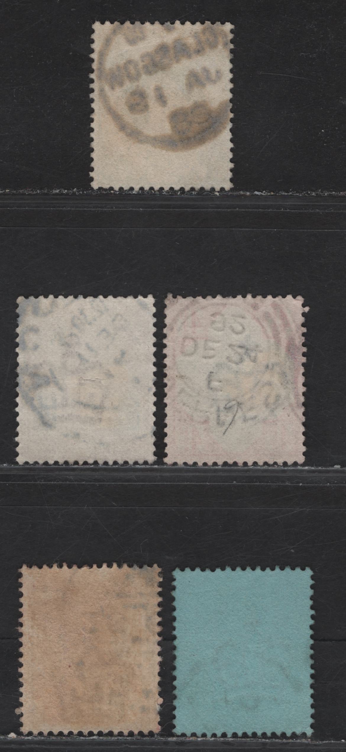 Lot 91 Great Britain (C) SG#198, 201, 206, 207a, 211 1.5d - 1/- Dull Purple & Green - Dull Green Jubilee, 1887-1900 Jubilee Issue, 5 Fine/Very Fine Used Singles