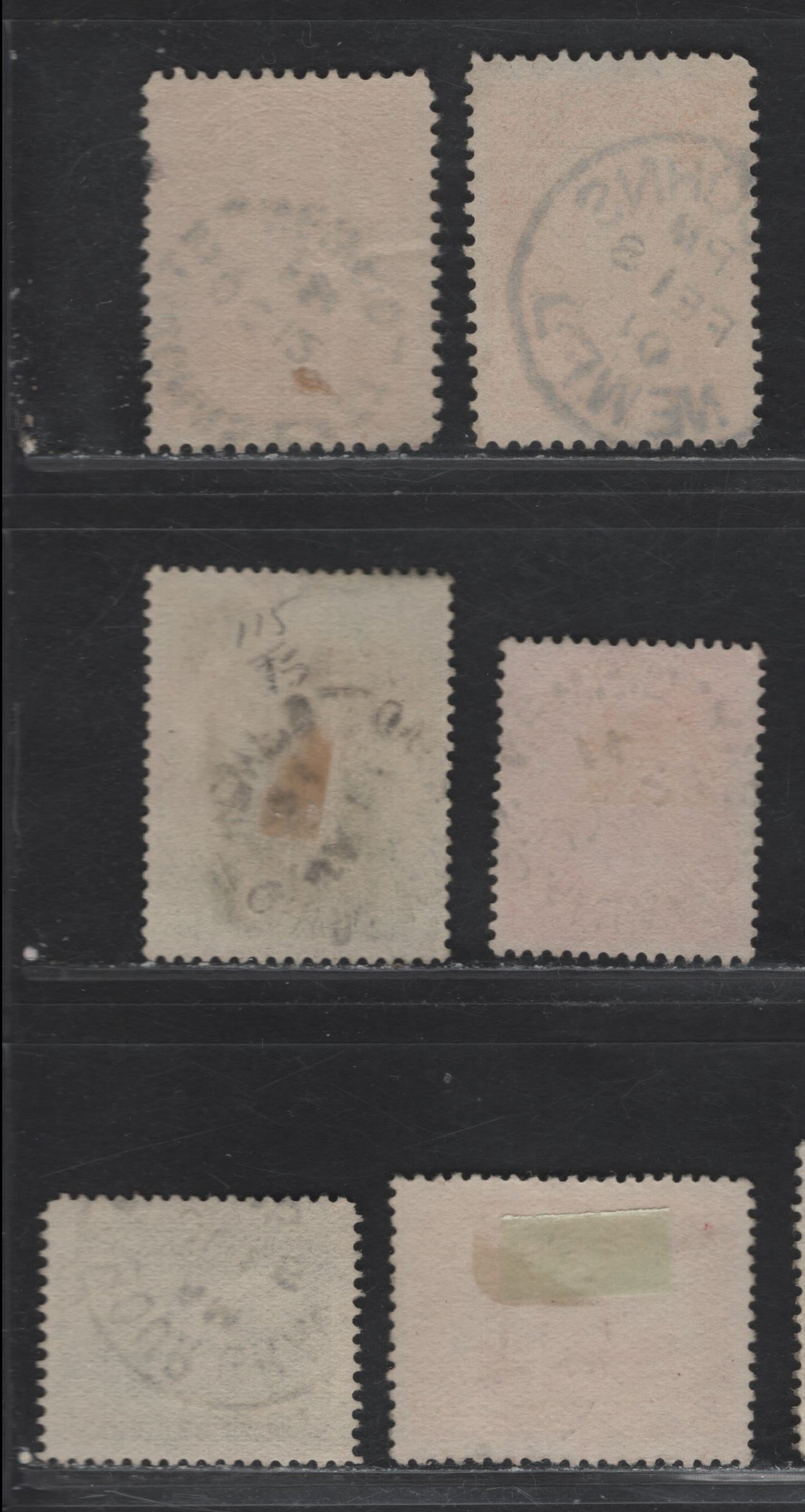Lot 103 Newfoundland #83, 83c, 105, 115, 131, 164 3c - 2c Red Orange - Deep Carmine Queen Alexandra - Steamship Caribou, 1898-1931 Royal Visit - Re-Engraved Pictorial Issues, 6 Fine/Very Fine Used Singles, Smaller Town Cancels