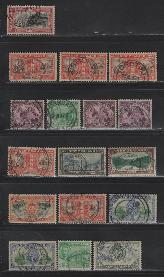Lot 124 New Zealand  (C) SG#667/676 1/2d - 9d Green & Brown - Blue & Black , 1946 Peace Issue, 17 Fine/Very Fine Used Singles, Readable Dated Town Cancels