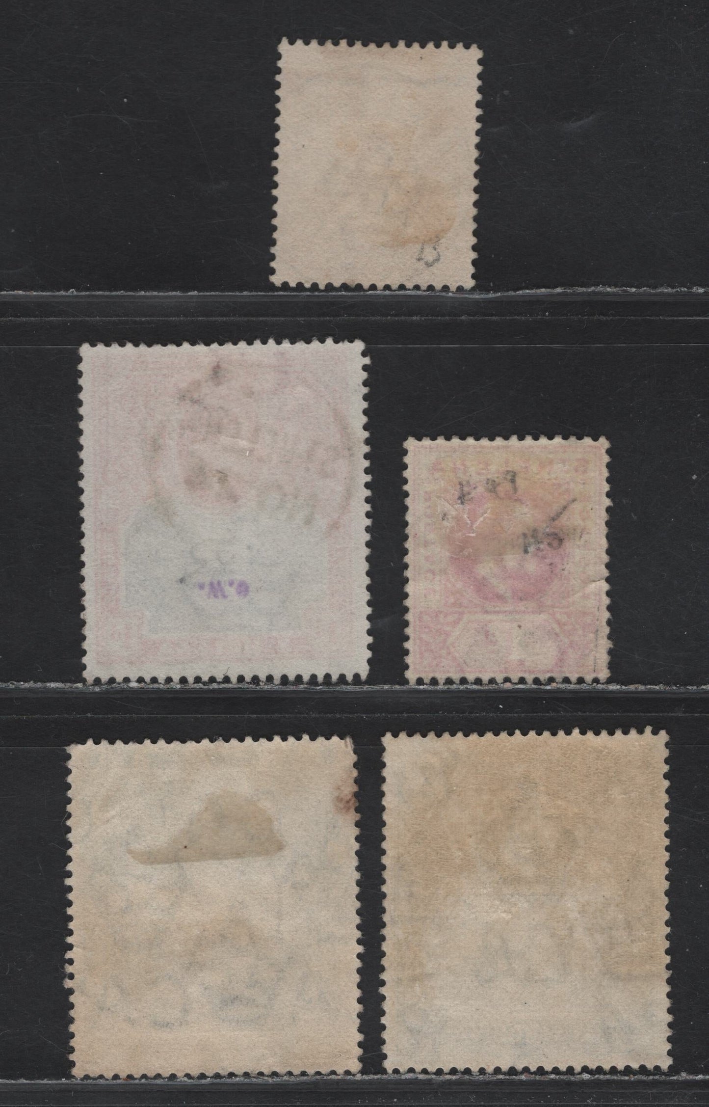 Lot 144 St. Helena (C)  SG#49, 54, 56, 75, 100 2d Yellow - Gray & Slate Queen Victoria - King Geroge V, 1890-1937 Queen Victoria Imperium - KGV Colonial Badge Definitives, 5 Fine/Very Fine Used Singles, SON St. Helena (C)  Cancels