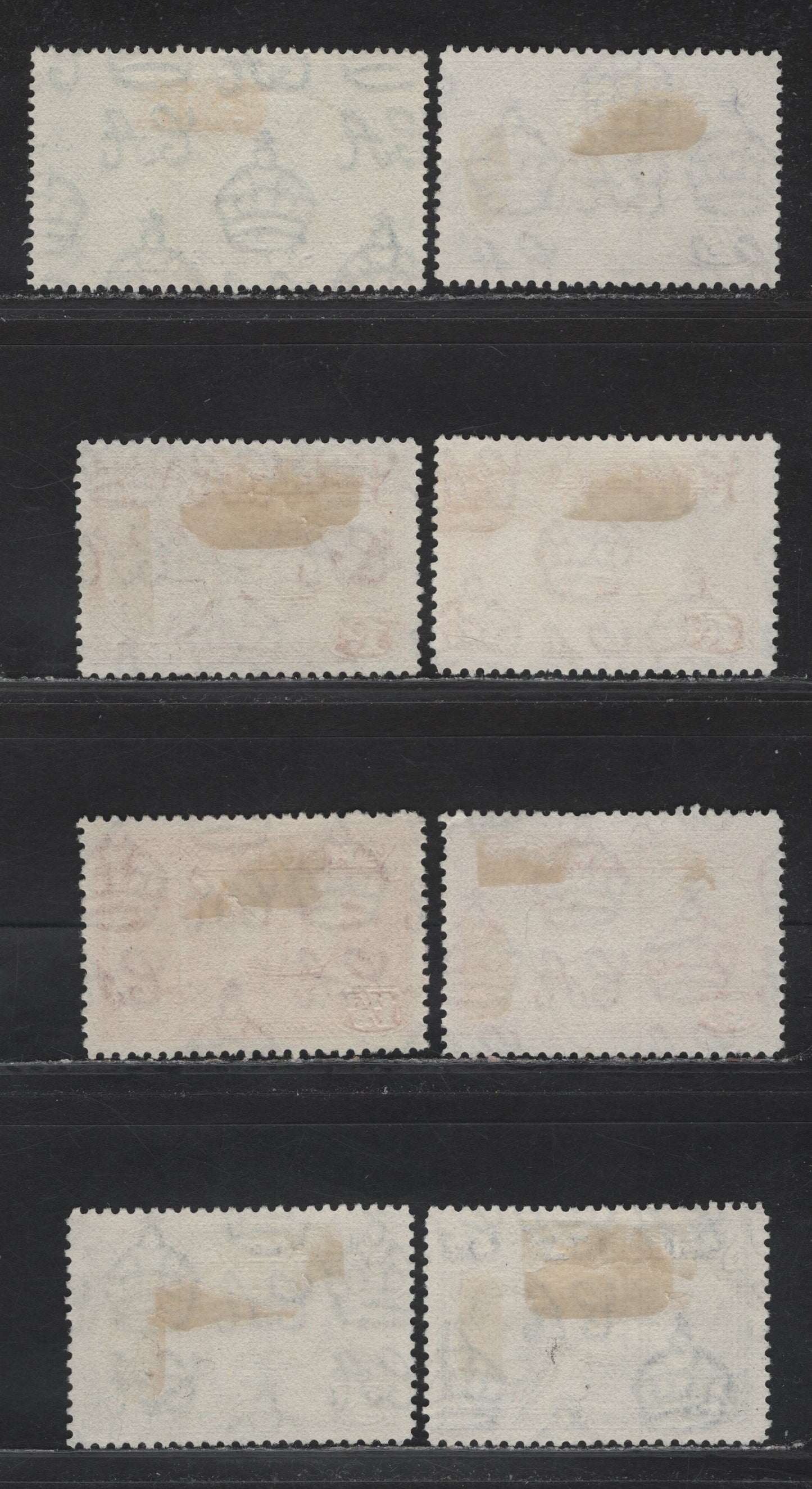 Lot 146 St. Helena (C)  SG#128, 131, 132a, 134, 133, 135a, 135b 1d - 4d Myrtle Green - Ultramarine , 1937-1944 Coronation - KGVI Badge of the Colony Issues, 8 Fine/Very Fine Used Singles, SON St. Helena (C)  CDS Cancels