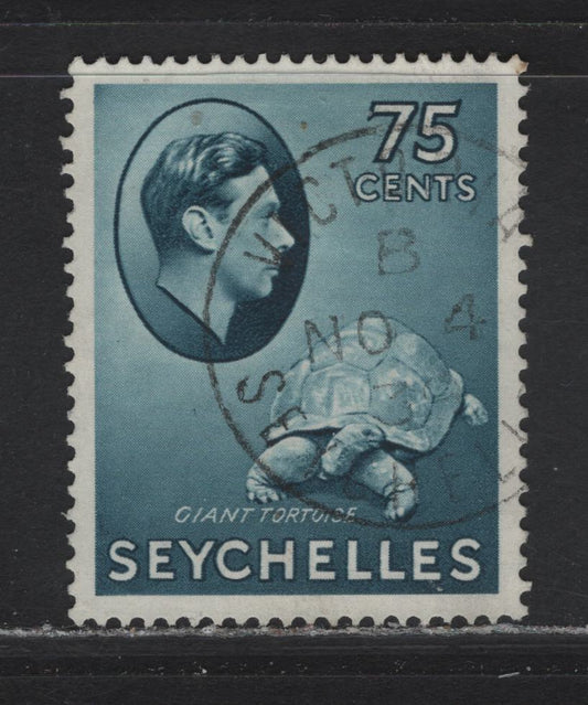 Lot 154 Seychelles (C)  SG#145 75c Slate Blue Giant Tortoise, 1938-1949 KGVI Photogravure Pictorial Issue, A Very Fine Used Single, SON Nov 4 1939 Victorian Cancel