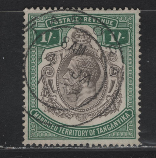 Lot 170 Taganyika SG#102 1/- Green & Grey, 1927-1931 King George V Keyplate Issue, A VF Used Single With SON Jan. 14,1935 Tabora CDS
