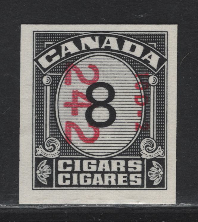 Lot 176 Canada (C) Ryan#RG724 8 Black Cigars, 1970 Cigar Revenue Issue, A Very Good Unused Single, Red Control #, Usual Vertical Crease Which Is Common, As These Were Used To Send Cigar Packs Or Boxes.