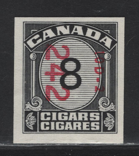 Lot 176 Canada (C) Ryan#RG724 8 Black Cigars, 1970 Cigar Revenue Issue, A Very Good Unused Single, Red Control #, Usual Vertical Crease Which Is Common, As These Were Used To Send Cigar Packs Or Boxes.