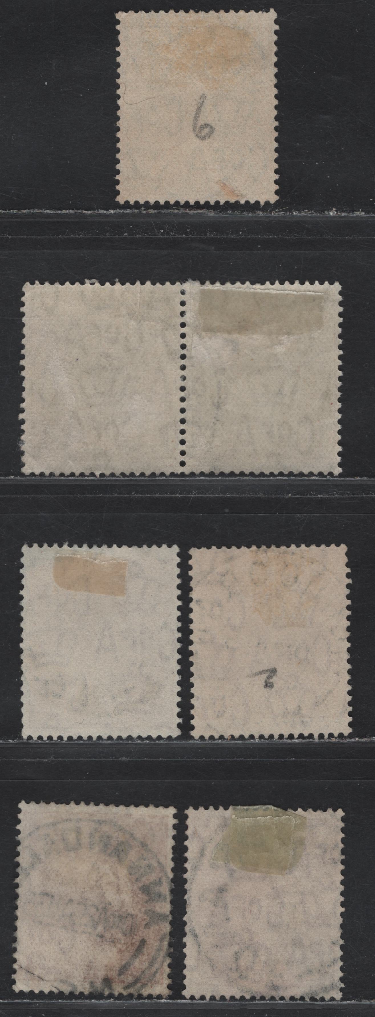 Lot 18 Australia (C)  SG#129-130 4d - 5d Yellow Olive - Orange Brown King George V, 1931-1936 KGV Head Issue, 6 Fine Used Singles & Pair, SON Town Cancels, C of A Wmk