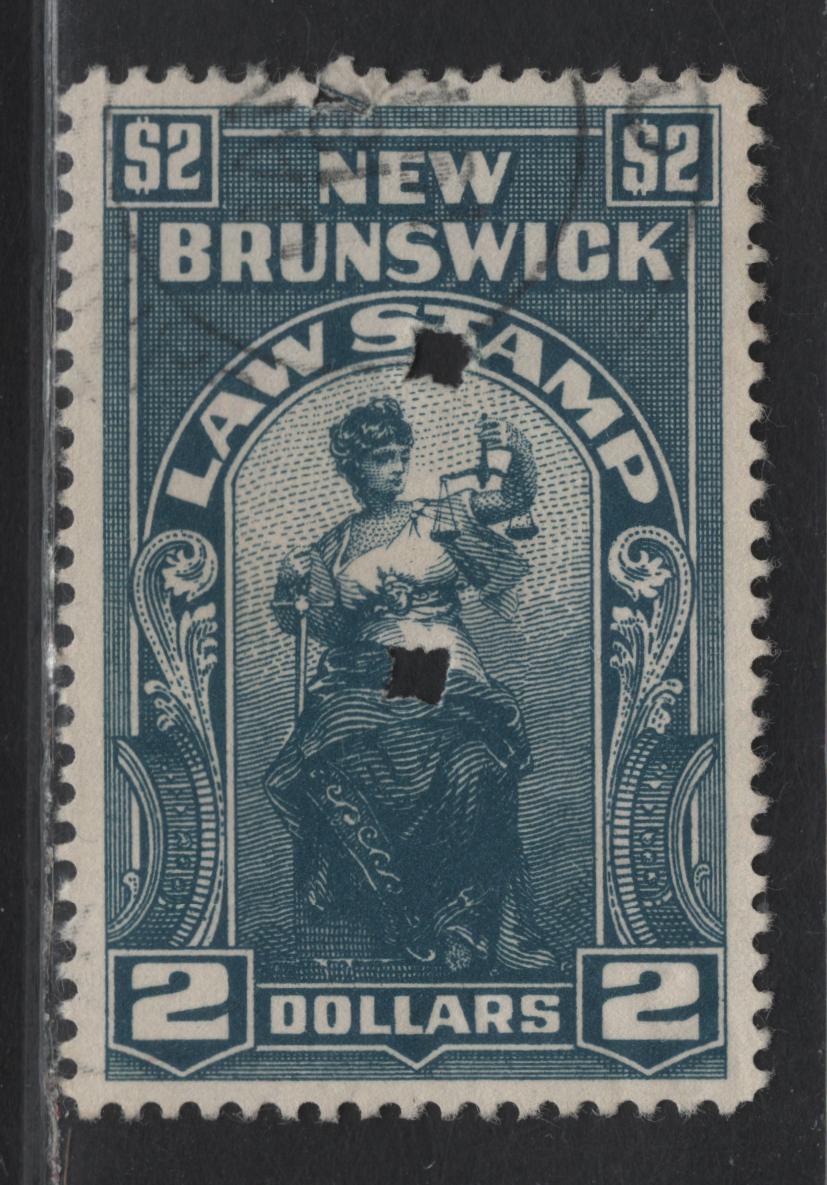 Lot 196 Canada Van Dam#NBL17 $2 Blue Liberty, 1940 Lithographed Law Issue, A Very Fine Used Single, Perf Fault At The Top Is Part of the Punch Cancel, Province Of New Brunswick